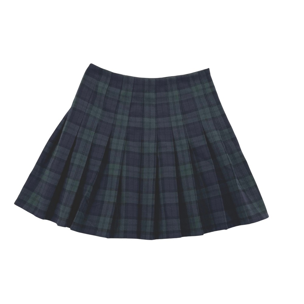 Brandy Melville Pleated Mini Skirt Womens One Size Green Blue Plaid Excellent